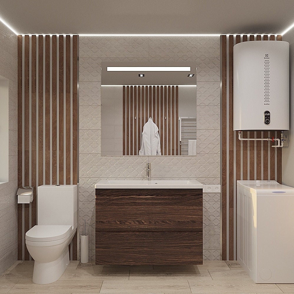 Wooden Wall Slats, Bathroom Accent Wall, 3D Wall Panels, Wood Interior  Design, 