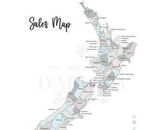 Small Business Sales Map Tracker | New Zealand Nz | Colour In Your Sales |  PROCREATE DOWNLOAD/PRINTABLE