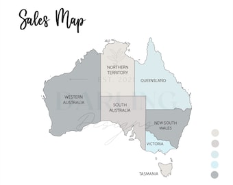 Small Business Sales Map Tracker | Australia | Colour In Your Sales | PROCREATE DOWNLOAD/PRINTABLE