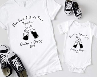 Our First Father’s Day Together 2023 Onesie Tshirt Set | New Baby Set | Personalised Dad Tshirt | Baby Announcement | Custom Gift