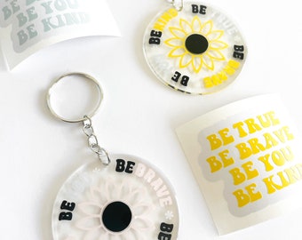 Personalised Acrylic Keychain | Be Kind Be True Be Brave Be You | Custom Favour | Party Favour | Bag Accessory | Charm