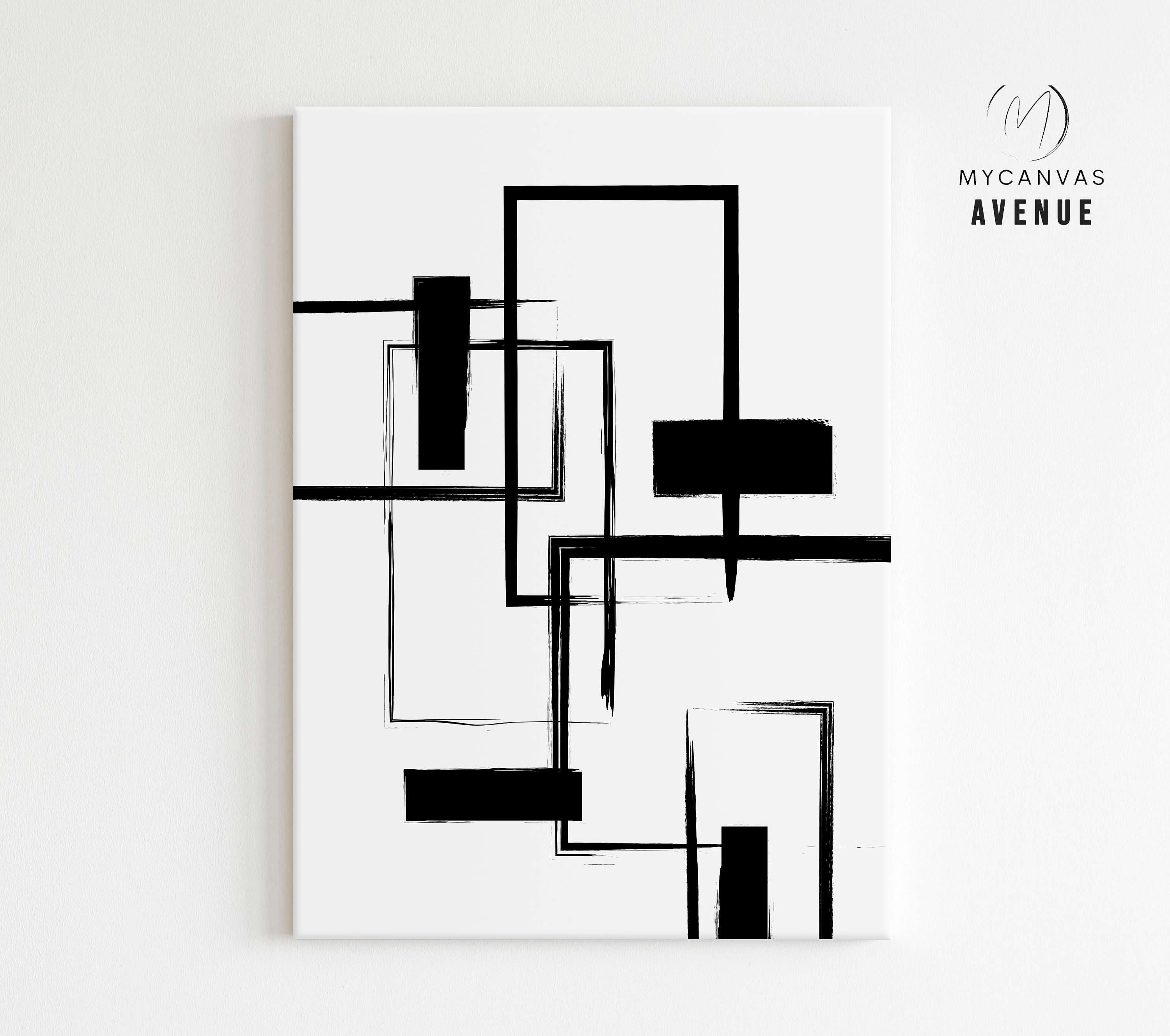 Abstract Minimalist Canvas Wall Art in Black & White Ready to Etsy UK