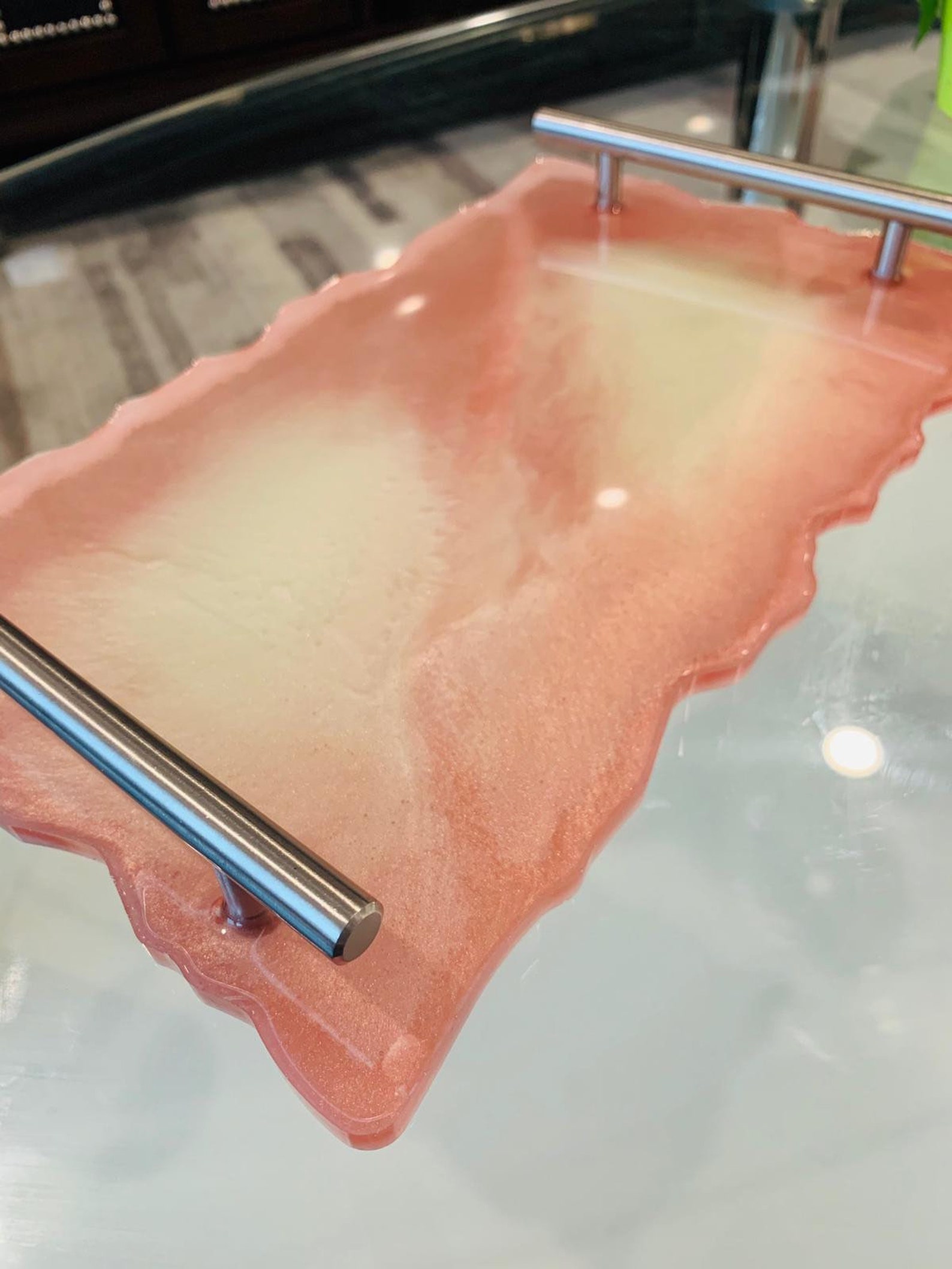 Rose Gold Resin Beautiful Serving Decorative Tray Modern Etsy UK