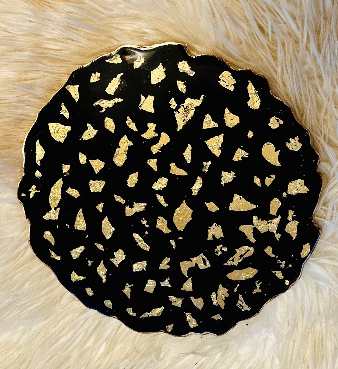 Black Gold Resin Decorative Tray, Perfume Vanity Tray, Geode Black Tray ...