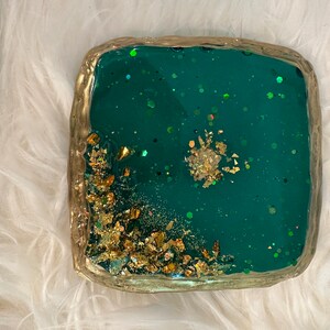 Emerald Resin Coasters, Drink Coaster, Geode Agate Coaster, Functional Art, Square Coasters, Birthday Gift, Gifts for Him, Gifts for Her,