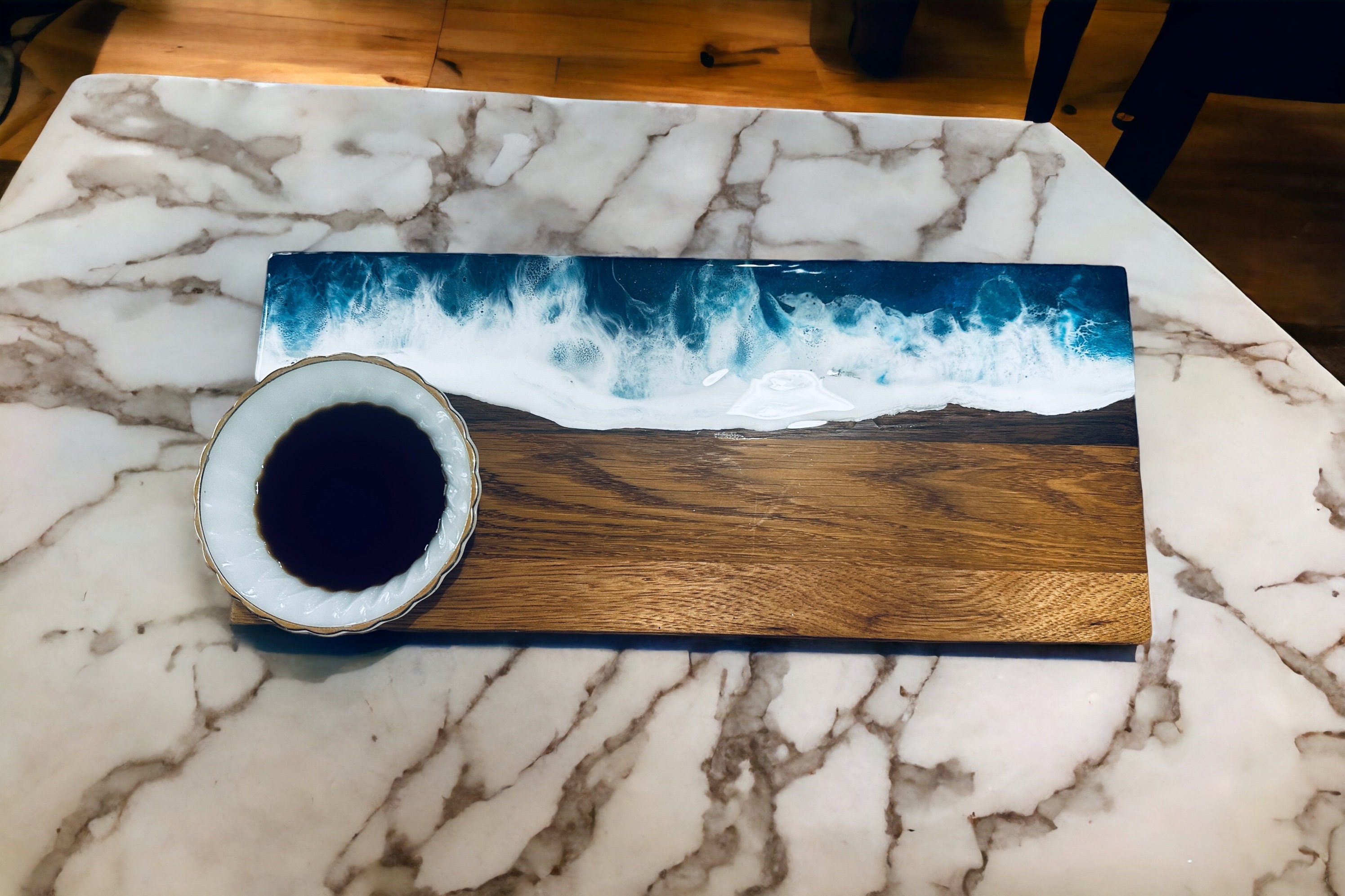 Ocean Charcuterie Board Resin Art Charcuterie Board Ocean - Etsy