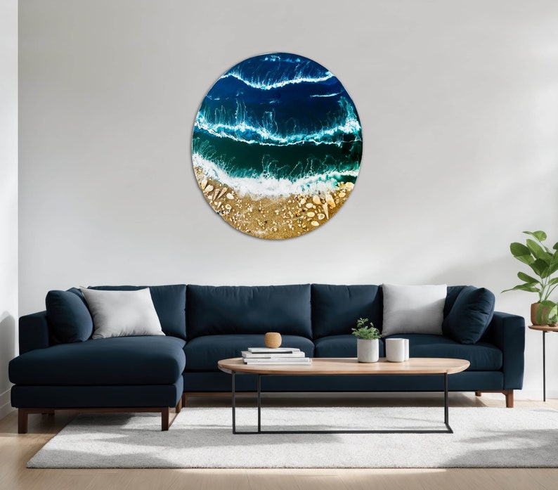 Ocean Wall Painting, Resin Painting, Living Room Furniture Table Ocean