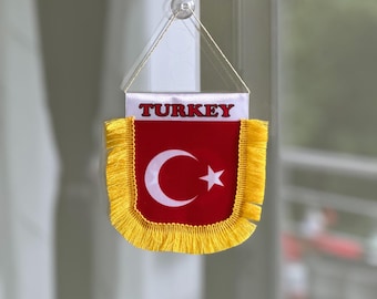 Turkey pennant banner small flag for car truck home office with suction cup