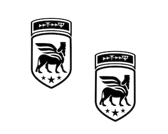 Assyrian Lamassu Gilgamesch Sticker 2xVinyl Aufkleber für Autos Richts Links seite