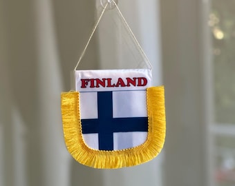 Finland pennant banner small flag for car truck home office with suction cup
