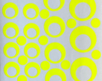 41x Bubbles Punkte Neon Aufkleber für Fahrräder Motorräder E-Scooter Autos LKWs