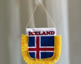 Iceland pennant banner small flag for car truck home office with suction cup