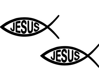Fisch Symbol, Jesus , Christlicher Sticker, 2 stück von Vinyl Aufkleber, Fish Sticker