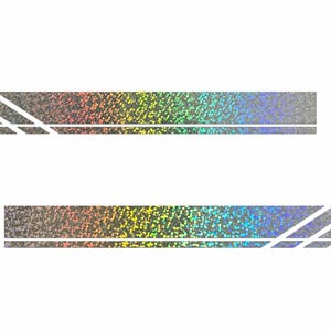 Car exterior mirror hologram sticker, 2x stripes, vinyl glitter effect sticker, tuning, styling, sport, racing