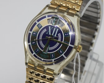 1995 Vintage Gents Swatch 'Schnittlauch' (Chives) GK712, Very Good condition, working 100% with a non-original strap