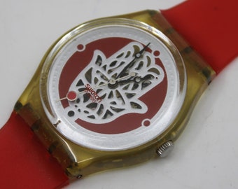 1996 Vintage Gents Swatch 'Wise Hand' GK213, het is in een ruwe, draagbare staat, werkt 100%