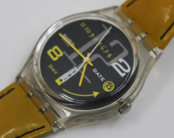 1995, Swatch vintage da uomo, 'Canard Laquer', GK714, SENZA scatola, buone condizioni, funzionante al 100%, cinturino originale