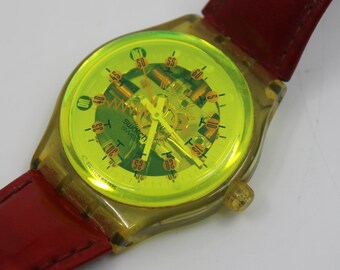 1996 Vintage Musicall Swatch „Funky Town“ SLK108, SCHÖNER, gebrauchter Zustand, 100 % funktionsfähig mit Originalarmband