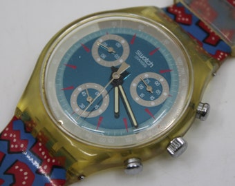 1993 'Wild Card' Vintage Gents Chrono Swatch SCK100, guter, gebrauchter Zustand, mit dem Originalarmband