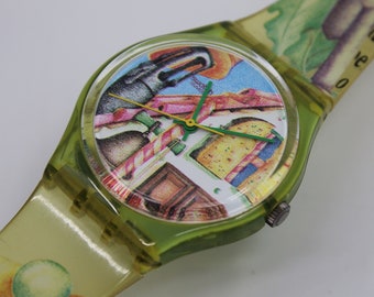 1993 Vintage Gents Swatch 'Le Chat Botte'  GG123, in good, used and wearable condition, working 100% Original Strap