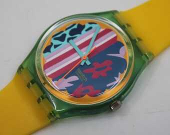 1992 Vintage Gents Swatch, 'Mogador', GL103, NO box, In NICE, USED Condition, 100% working, Non-Original Strap