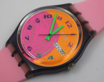 1993, Vintage Gents Swatch, 'Fluo Seal', GV700, NO box, Good Condition, working 100%, NON-Original Strap