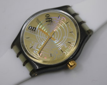 Swatch musicale vintage del 1993 'Spartito' SLM101, OTTIMO, usato, funzionante al 100%, con cinturino non originale