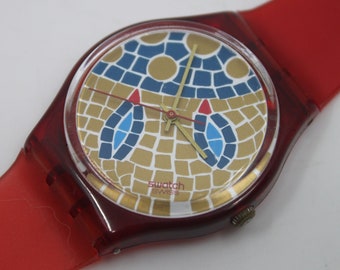 1990, Vintage Gents Swatch, 'Ravenna' GR107, NO box, Good, But Used Condition, working 100% NEW strap