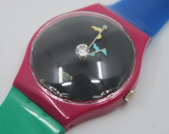 1994, Vintage Gents Swatch. 'Crystal Surprise' GZ129  with convex glass,  near mint condition, working 100%,