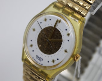 1992 Vintage Gents Swatch 'Golden Waltz'  GK142/143, in good, original condition, working 100% with original strap