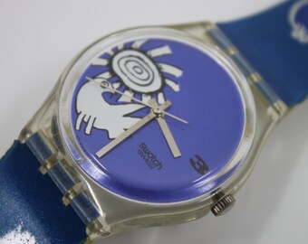 1995, Vintage Gents Swatch, 'Vixe La Paix', By Corneille GK206, NO box, Good, Used Condition, working 100%,