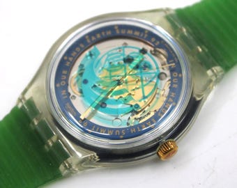 1992 'Time to Move' Vintage Gents Automatic Swatch SAK102, NO box, MINT condition, ORIGINAL strap
