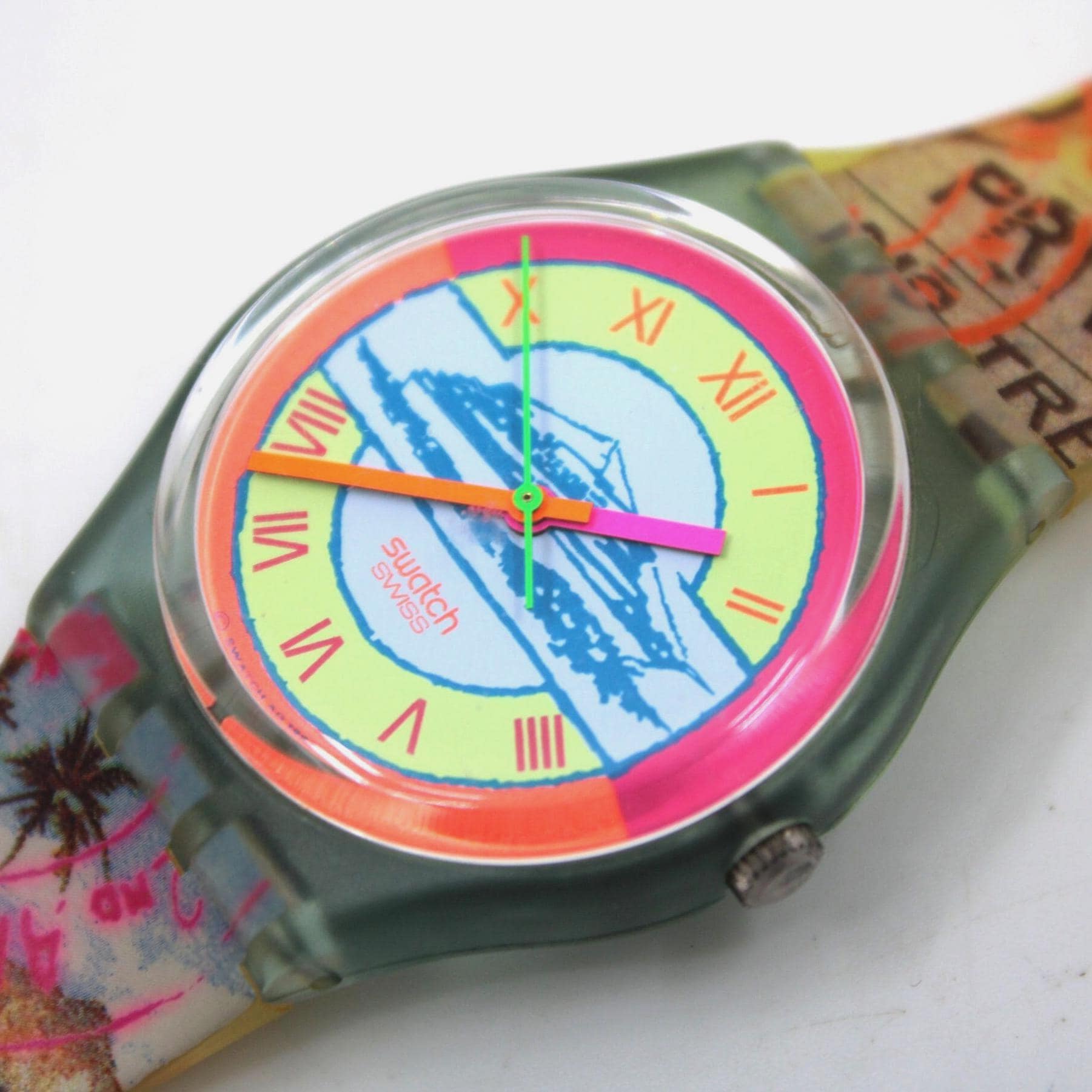1993, Swatch, Gents, 'postcard', GN127, New Old Stock and Unworn