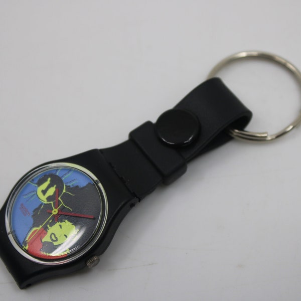 Unique, vintage Swatch Keychain, LB125, 1989, 'Sun Lady', fabriqué à partir de montres Swatch pour femmes recyclées et NON fonctionnelles