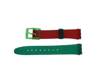 1985 and 1986 Swatch Gents 17mm, REVERSE 'Sir Swatch' and 'Mc Gregor', GB111 and GJ100, NON-original brandnew strap