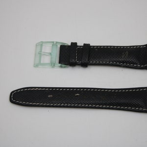 1990s, Vintage Leather Swatch Strap, 'The Beep', Swatch the Beep, New Old Stock Black leather