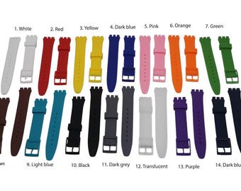 Correa de silicona de 17 mm para Swatch, color a elegir