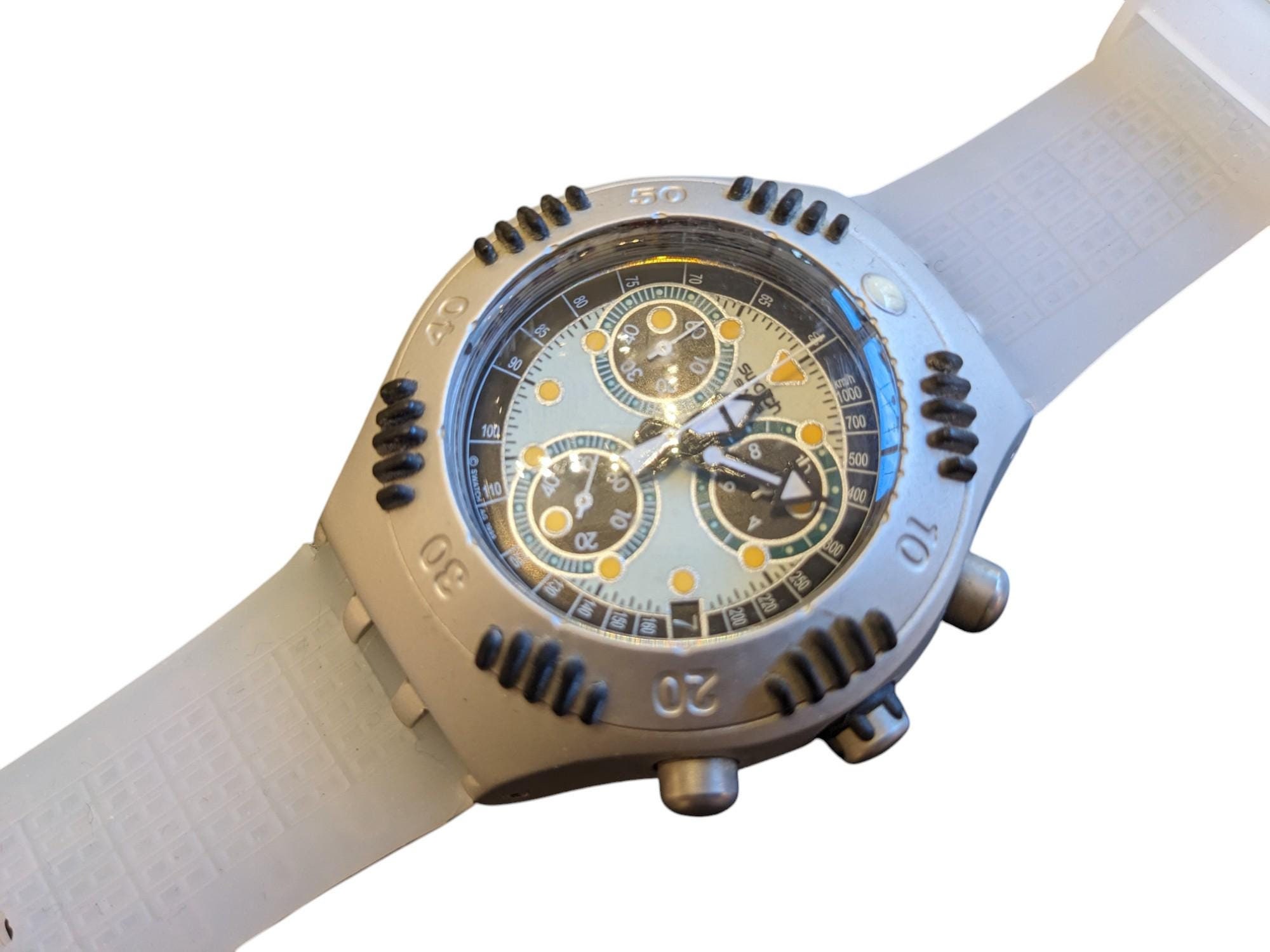 Vintage MINT Swatch Irony Scuba 200 Chrono 'lightwave' YBS4005, in
