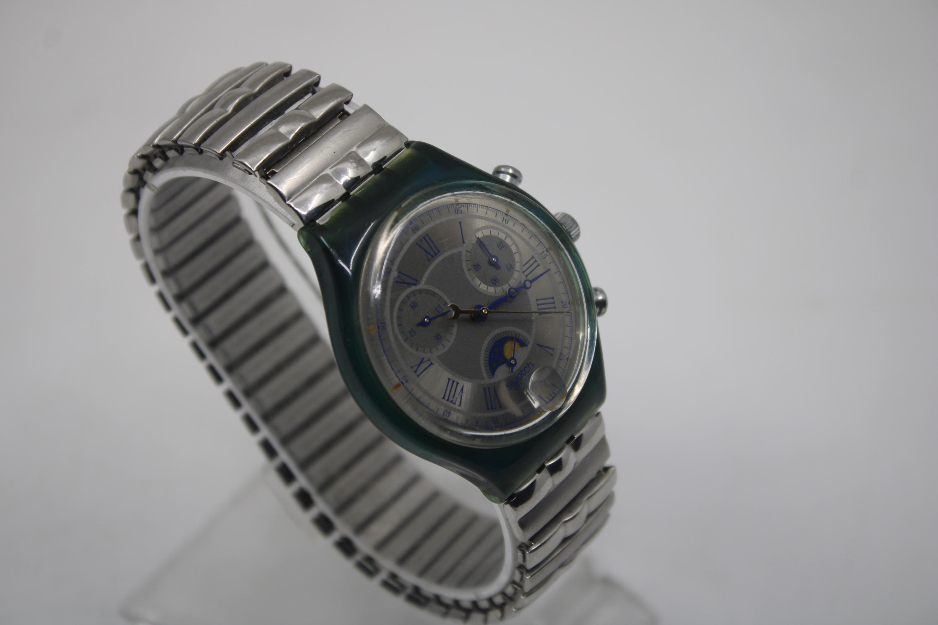 1995 'moon Date' Vintage Gents Chrono Swatch SCN402/403, Good