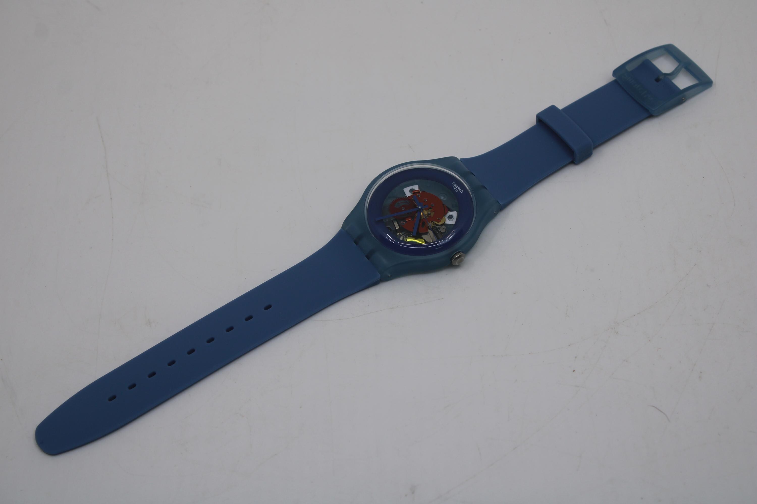 Swatch Watch - SUON102 - BLUE GREY LACQUERED NEW! Limited Edition! Swatch New Skeleton Blue Lacquered  main image 4