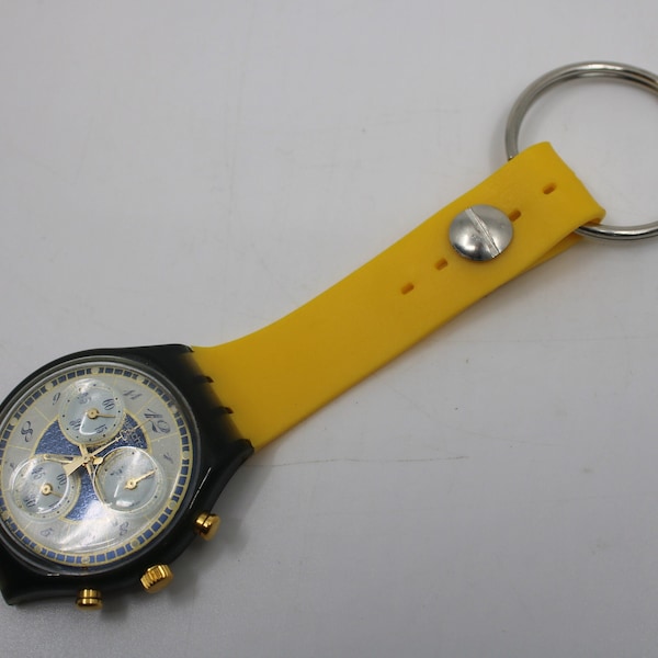 Unique, Vintage Swatch Keychain, SCM104/105, 1994, 'Volupte', made from recycled, NON-working Chrono Swatch watch