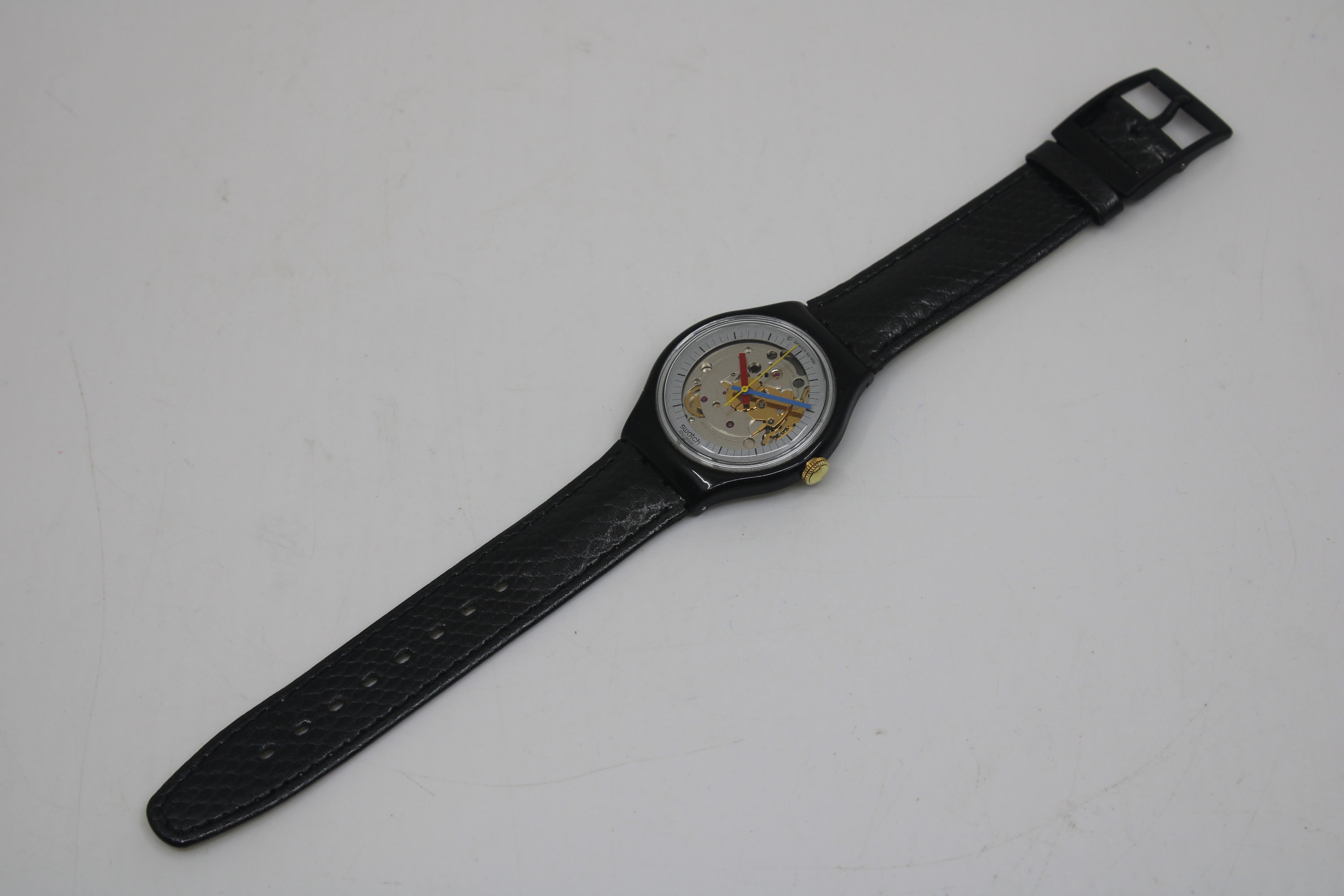 Swatch Automatic Skeleton Watch Clear Dial Gold Tone Self