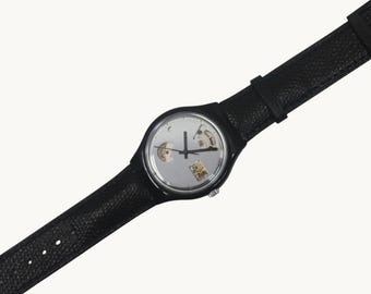 Swatch vintage Automatic watch, Black Motion, SAB100, new old stock, never worn
