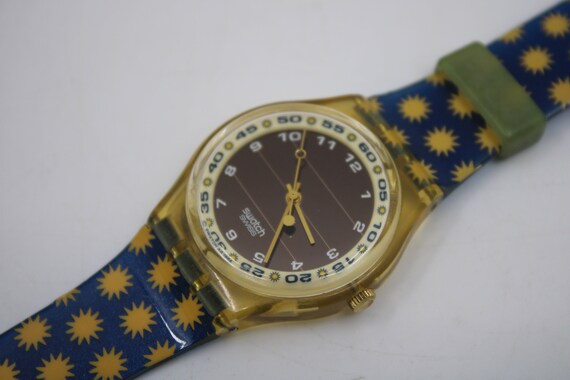 1995 Vintage Gents Solar Swatch lots of Sun SRJ100 Original