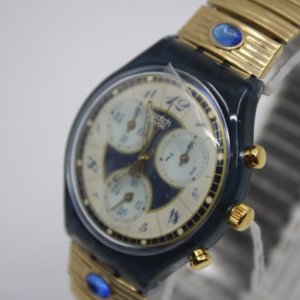 1994 'Volupte' vintage Gents Chrono Swatch SCM104/105, NEW OLD STOCK, Never Worn, working 100%