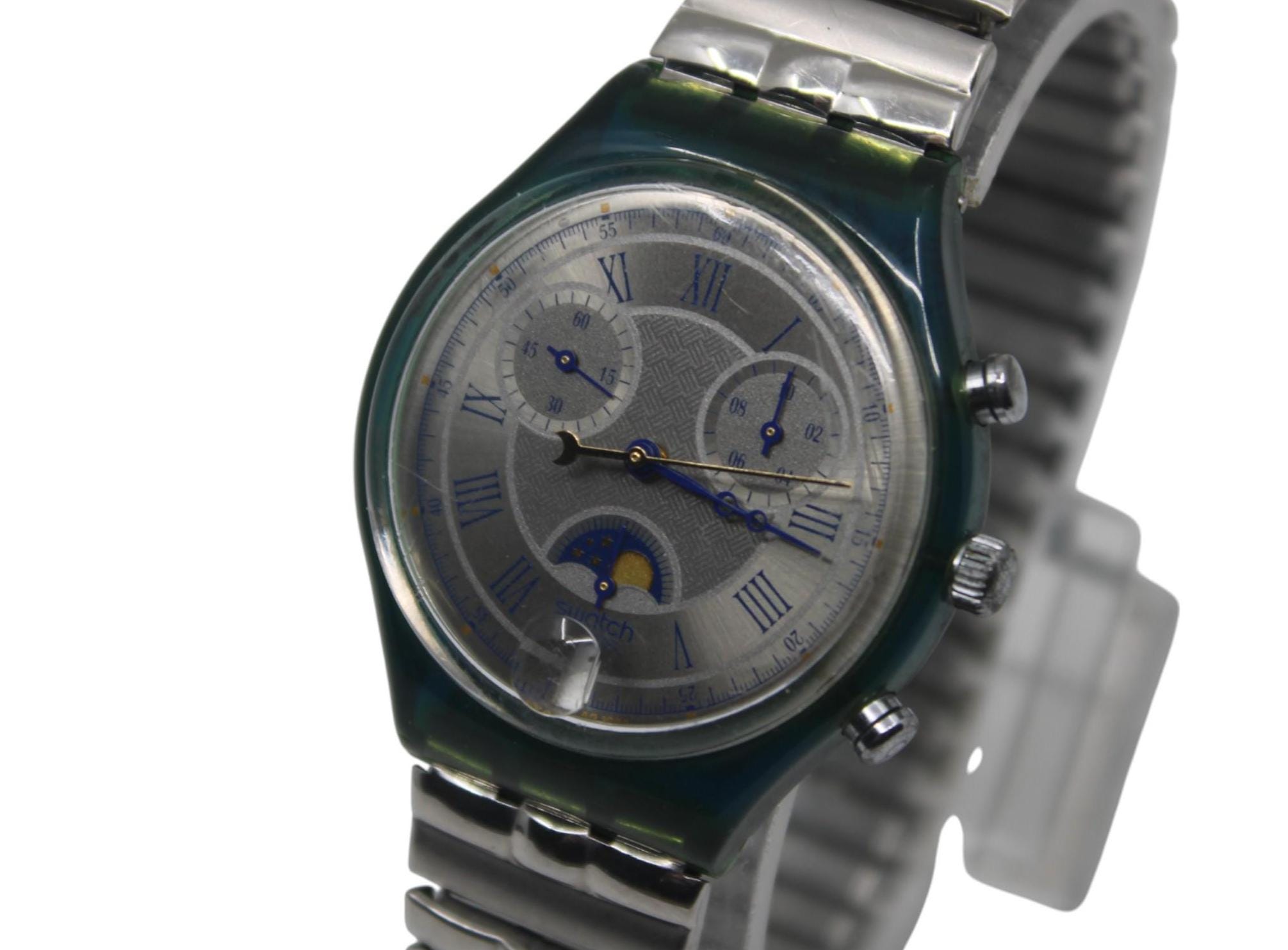 1995 'moon Date' Vintage Gents Chrono Swatch SCN402/403, Good