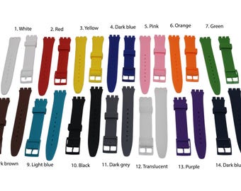 17mm Silicone strap for Swatch, choice of color