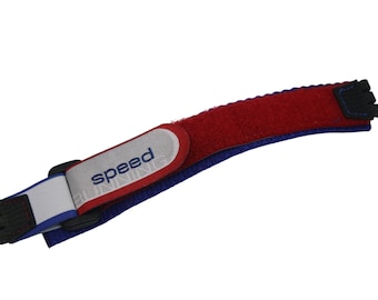 NEUER LAGERBESTAND 17 mm Swatch Klettarmband, Blau und Rot, SOB405