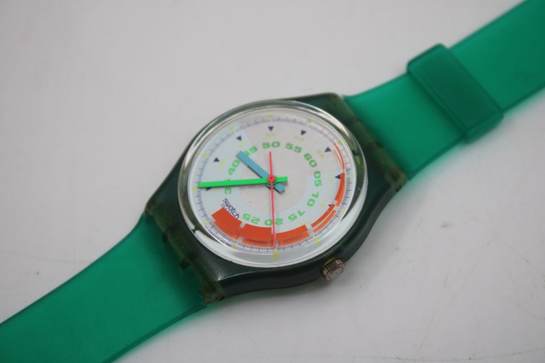 1992 Vintage Gents Swatch, 'Schnell', GN117, NO box, In NICE, USED Condition, 100% working, Non-Original Strap image 1