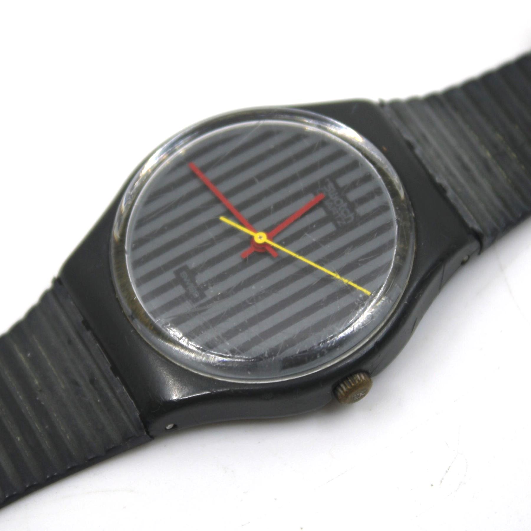 Swatch Watch - GA102 - PINSTRIPE SWATCH GA102 - PINSTRIPE / YEAR1985 * VINTAGE : r/swatch main image 2